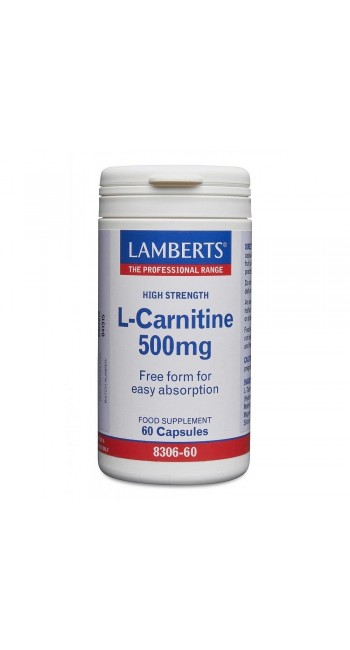 Lamberts L-Carnitine 500mg, Καρνιτίνη Ελεύθερης Μορφής 60 κάψουλες