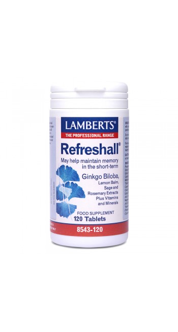 Lamberts Refreshall Σύμπλεγμα Gingko, Βάλσαμο λεμονιού, Φασκόμηλο και Δεντρολίβανο για την Ενίσχυση της Μνήμης, 120 Tabs