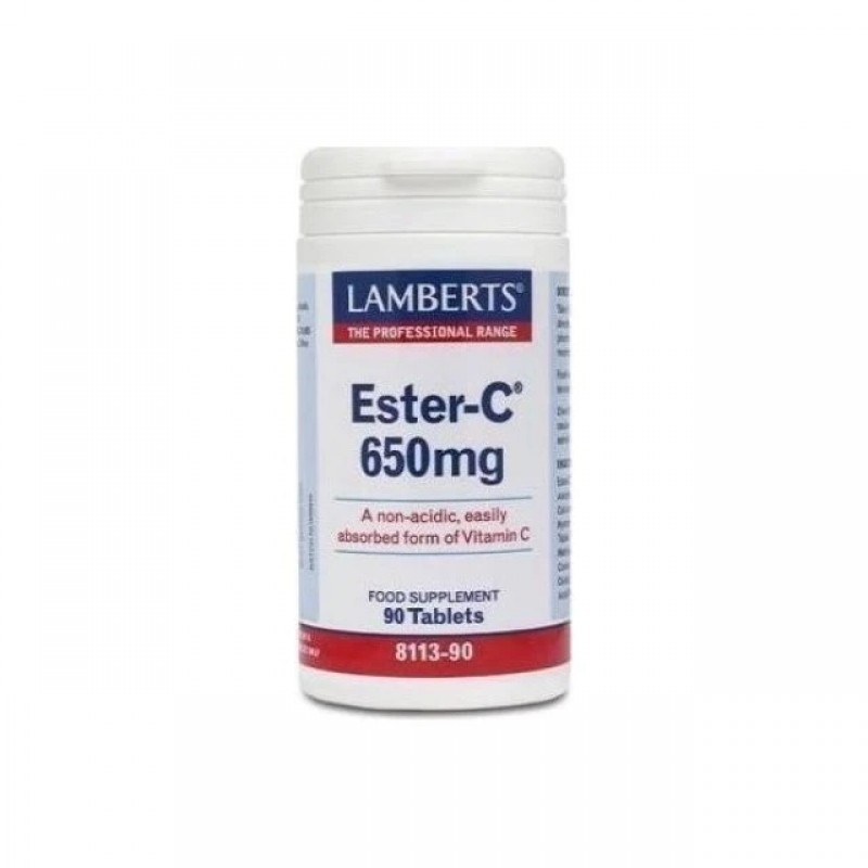 Lamberts Ester C 650mg Συμπλήρωμα Διατροφής με Βιταμίνη C Εύκολης Απορρόφησης 90 Ταμπλέτες