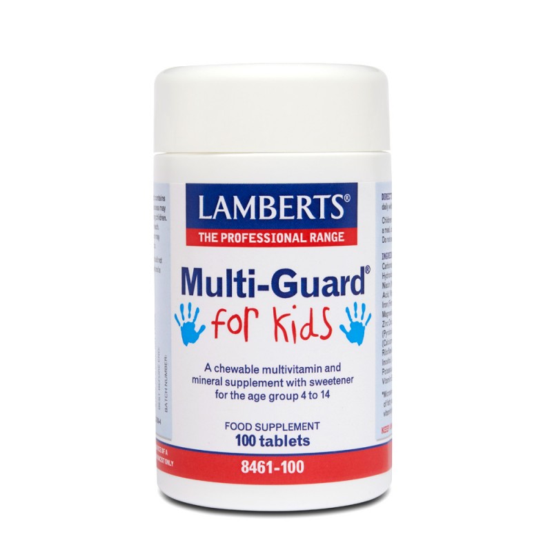 Lamberts Multi Guard Kids Παρέχει Χρήσιμα Επίπεδα όλων των Σημαντικών Βιταμινών & Μετάλλων, 100tabs