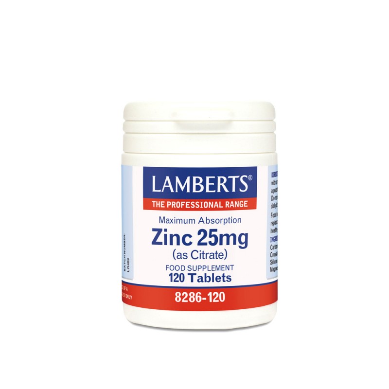 Lamberts Zinc 25mg Citrate Συμπλήρωμα Διατροφής με Ψευδάργυρο 120Tabs