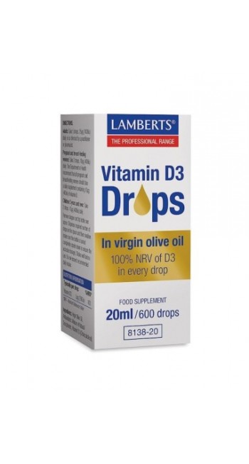 Lamberts Vitamin D3 Drops Συμπλήρωμα Διατροφής Βιταμίνης D3 20ml / 600 Drops 