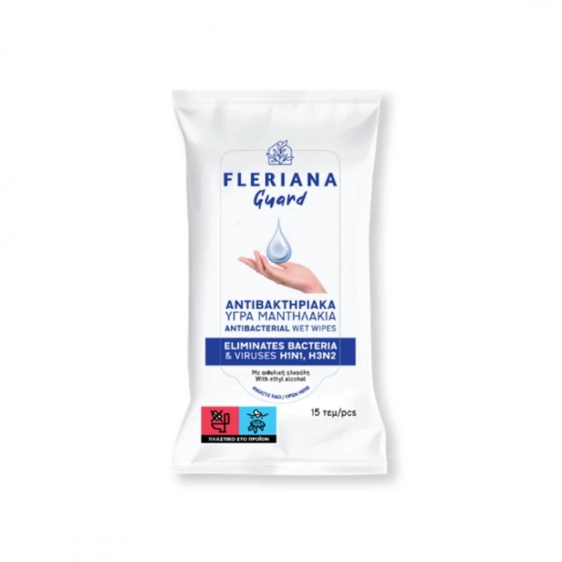 Power Health Fleriana Guard Αντιβακτηριακά Υγρά Μαντηλάκια 15τμχ 