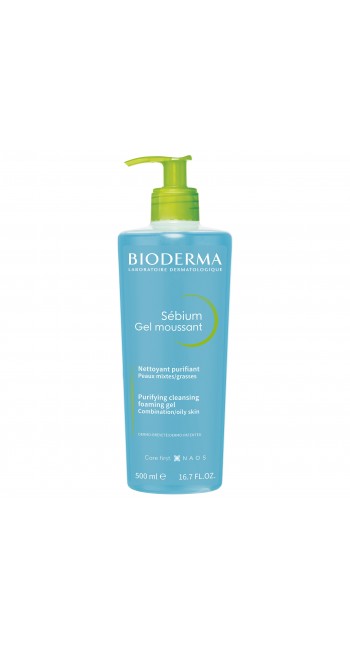 Bioderma Sebium Gel Moussant Απαλό Gel Καθαρισμού για Λιπαρό/Μεικτό ή με Τάση για Ακμή Δέρμα 500ml. 