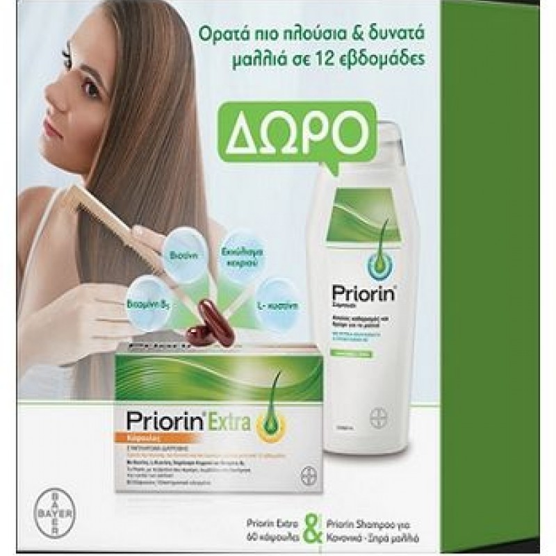 Priorin Promo Priorin Extra, 60 caps & Σαμπουάν για Κανονικά/Ξηρά Μαλλιά, 200ml, 1σετ