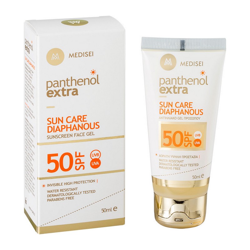 Panthenol Extra Sun Care Diaphanous SPF50 Διάφανο Αντιηλιακό Τζελ Προσώπου 50ml 