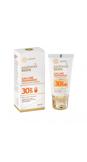 Panthenol Extra Sun Care Diaphanous SPF30 Διάφανο Αντιηλιακό Τζελ Προσώπου 50ml 