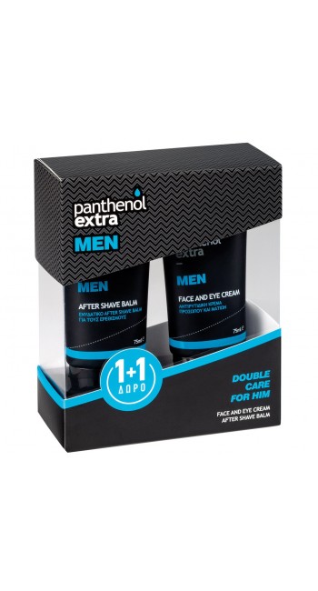 Panthenol PROMO Extra Men Double Care (1+1 ΔΩΡΟ) με Face & Eye Cream Ανδρική Αντιρυτιδική Κρέμα Προσώπου & Ματιών, 75ml & ΜΑΖΙ After Shave Balm Ανδρικό Ενυδατικό Balm για μετά το Ξύρισμα, 75ml