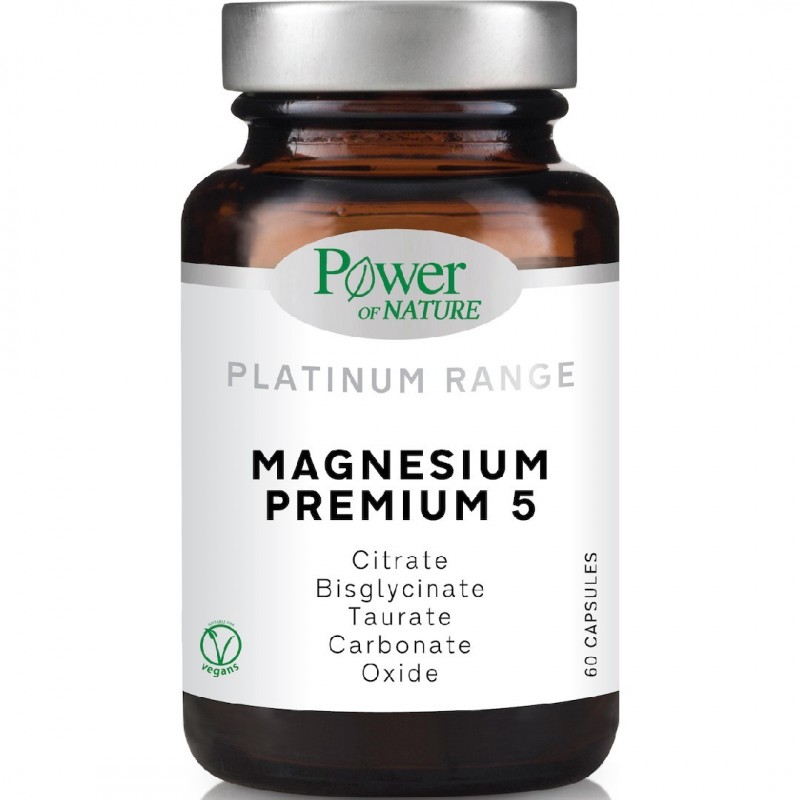 Power Health Platinum Magnesium Premium 5 Συμπλήρωμα Διατροφής για το Μυϊκό & Νευρικό Σύστημα, 60caps