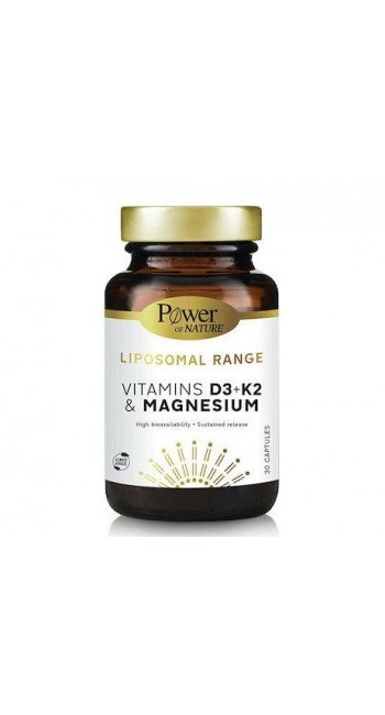 Power Health Liposomal Range Vitamins D3+K2 & Magnesium Συμπλήρωμα Διατροφής για την Υγεία των Οστών, των Μυών & την Καλή Απορρόφηση του Ασβεστίου & του Φωσφόρου, 30s caps