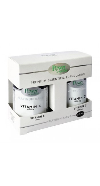 Power of Nature Platinum Range Vitamin Ε 400iu, 30caps & Δώρο Vitamin C 1000mg, 20caps