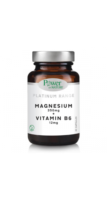 Power Of Nature Platinum Range Magnesium 350mg & Vitamin B6 12mg, 30caps, 1σετ