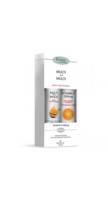 Power Health Multi Plus Multi Daily Multivitamin με Στέβια, 20 Αναβράζοντα δισκία + Δώρο Vitamin C 500mg Πορτοκάλι, 20 Αναβράζοντα δισκία 