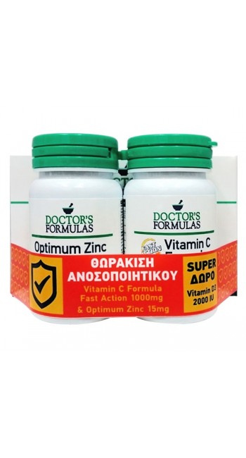 Doctor's Formulas Πακέτο Προσφοράς με Vitamin C Formula Fast Action 1000mg, 30tabs & Optimum Zinc, 30caps & Δώρο Vitamin D3 2000IU, 60softgels 