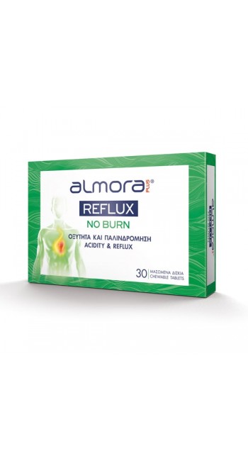 Almora Plus Reflux No Burn Συμπλήρωμα Διατροφής για την Οξύτητα & την Παλινδρόμηση του Γαστροοισοφαγικού Βλεννογόνου, 30 Μασώμενα Δισκία