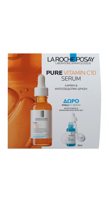 La Roche Posay Promo Pure Vitamin C10 Serum Ορός με Vitamin C για Λάμψη και Αντιοξειδωτική Δράση, 30ml & Δώρο Hyalu B5 Serum, 10ml, 1σετ