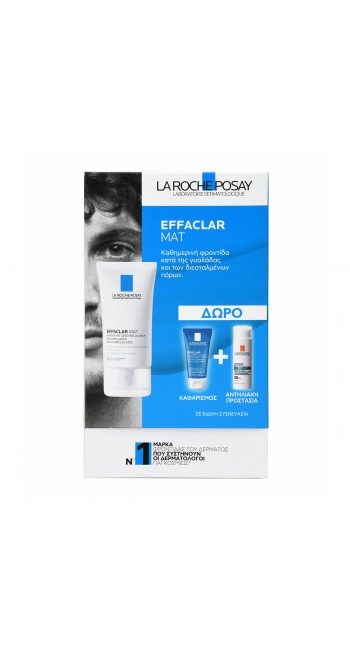 La Roche Posay Promo Effaclar Mat Ενυδατική Κρέμα Προσώπου, 40ml, Δώρο Effaclar Gel Kαθαρισμού Προσώπου, 50ml & Anthelios Oil Correct Αντηλιακό Προσώπου Spf50+, 3ml, 1σετ