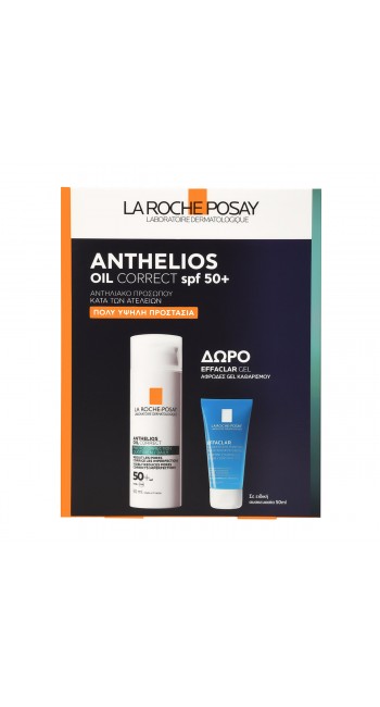 La Roche Posay Πακέτο Προσφοράς με Anthelios Oil Correct Spf50+ Αντηλιακό Προσώπου Κατά των Ατελειών, 50ml & Δώρο Effaclar Gel,10ml, 1σετ