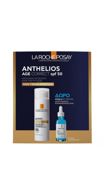 La Roche Posay Promo Αnthelios Age Correct SPF50 Αντηλιακή Κρέμα Eνάντια της Φωτογήρανσης, 50ml & Δώρο Hyalu B5 Serum Αντιρυτιδικός Ορός, 10ml