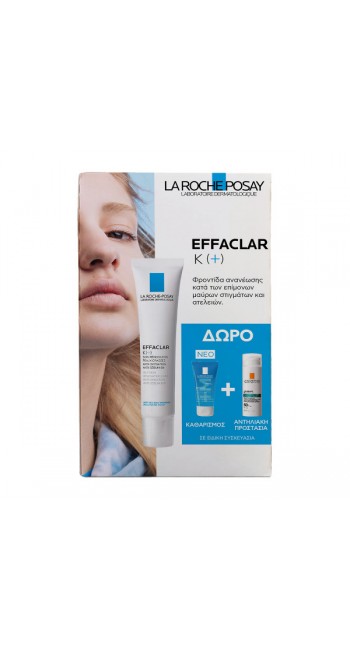 La Roche-Posay Promo Effaclar K(+) Oily Skin Κρέμα Προσώπου με Αντιοξειδωτική Δράση, 40ml & Δώρο Effaclar Αφρώδες Τζελ Καθαρισμού, 50ml & Anthelios Oil Correct SPF50+ Αντηλιακό Προσώπου, 3ml, 1σετ