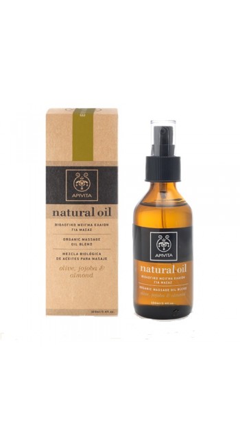 Apivita Natural Oil Βιολογικό Μείγμα Φυτικών Ελαίων για Μασάζ με Ελιά, Jojoba & Αμύγδαλο, 100ml