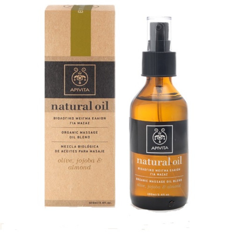 Apivita Natural Oil Βιολογικό Μείγμα Φυτικών Ελαίων για Μασάζ με Ελιά, Jojoba & Αμύγδαλο, 100ml