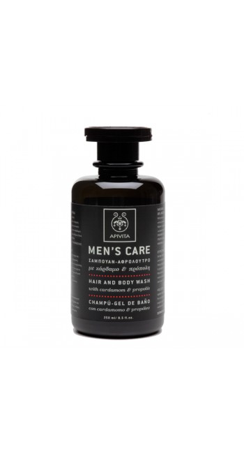 Apivita Men's Care Ανδρικό Σαμπουάν - Αφρόλουτρο με Κάρδαμο & Πρόπολη, 250ml