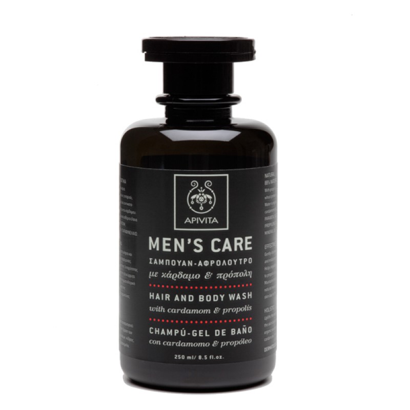 Apivita Men's Care Ανδρικό Σαμπουάν - Αφρόλουτρο με Κάρδαμο & Πρόπολη, 250ml