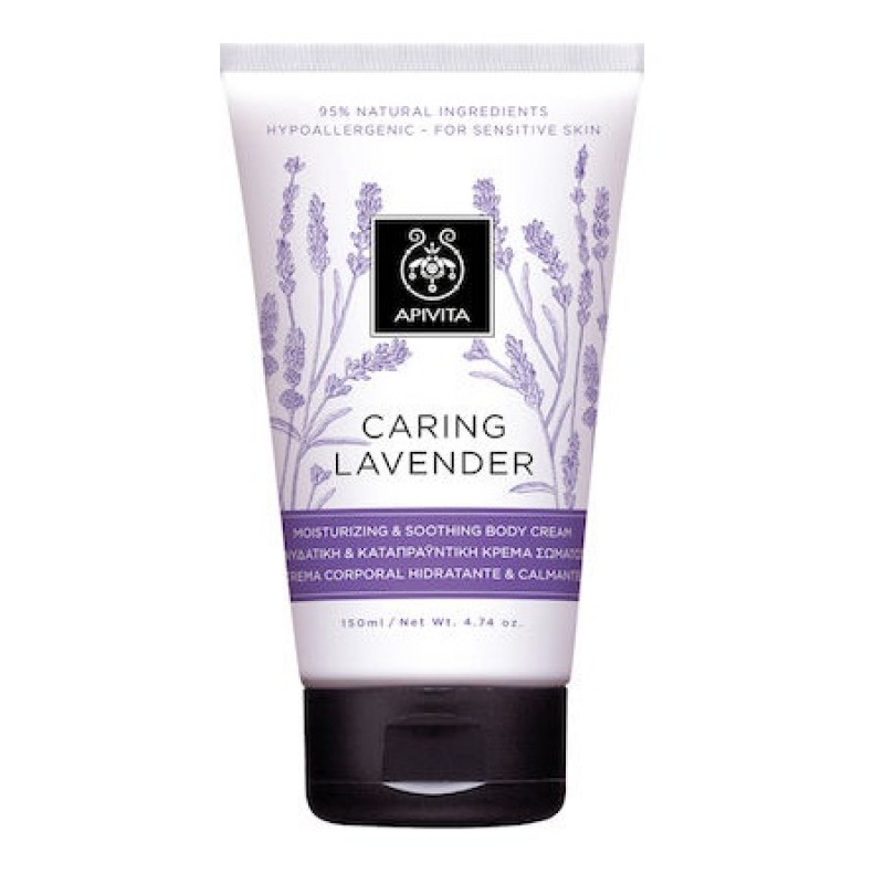 Apivita Caring Lavender Υποαλλεργική, Ενυδατική & Καταπραϋντική Κρέμα Σώματος με Λεβάντα & Ελαιόλαδο, 150ml