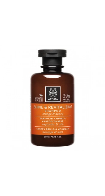 Apivita Shine & Revitalizing Shampoo Σαμπουάν Λάμψης & Αναζωογόνησης με Πορτοκάλι & Μέλι, για Όλους τους Τύπους Μαλλιών, 250ml