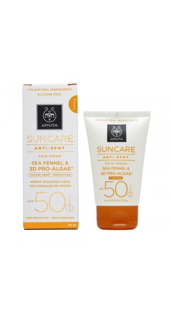 Apivita Suncare Anti-Spot Face Cream SPF50, Κατά των Πανάδων με Χρώμα με Κρίταμο & 3D Pro-Algae 50ml 