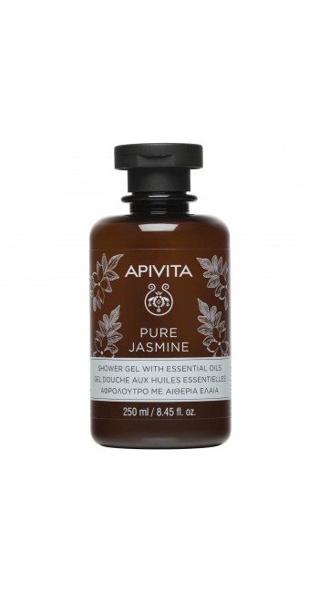 Apivita Pure Jasmine Shower Gel Essential Oils Κρεμώδες Αφρόλουτρο Γιασεμί με Αιθέρια Έλαια, 250ml