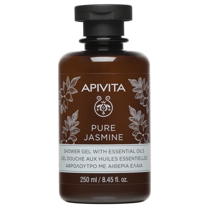 Apivita Pure Jasmine Shower Gel Essential Oils Κρεμώδες Αφρόλουτρο Γιασεμί με Αιθέρια Έλαια, 250ml