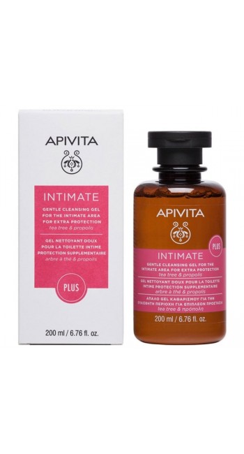 Apivita Intimate Plus Απαλό Gel Καθαρισμού για την Ευαίσθητη Περιοχή για Επιπλέον Προστασία, 200ml