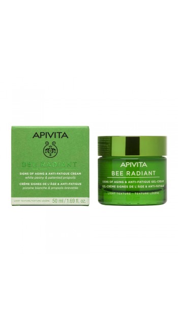 Apivita Bee Radiant Signs of Aging & Anti-Fatigue Gel-Cream Light Texture White Peony & Patented Propolis Αντιγηραντική Κρέμα Προσώπου Ελαφριάς Υφής για Λαμπερή, Σφριγηλή & Ξεκούραστη Επιδερμίδα, 50ml