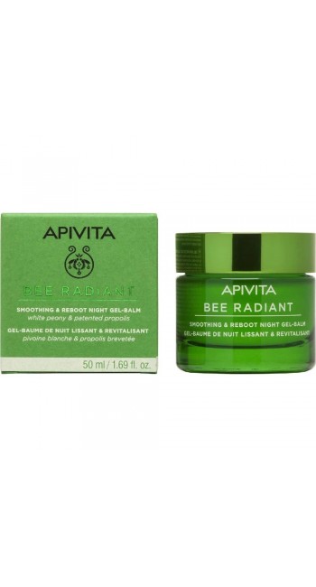 Apivita Bee Radiant Smoothing & Reboot Night Gel-Balm White Peony & Patented Propolis Κρέμα Νύχτας για Λεία, Ξεκούραστη & Λαμπερή Επιδερμίδα, 50ml