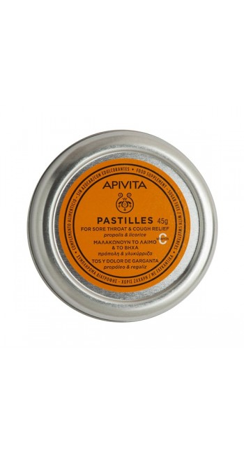 Apivita Pastilles Παστίλιες με Γλυκόριζα & Πρόπολη για τον Πονόλαιμο & τον Βήχα, 45gr