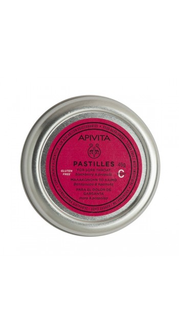 Apivita Pastilles Παστίλιες με Βατόμουρο & Πρόπολη για τον Πονόλαιμο & τον Βήχα, 45gr