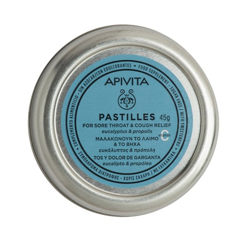 Apivita Pastilles Παστίλιες με Ευκάλυπτο & Πρόπολη για τον Πονόλαιμο & τον Βήχα, 45gr