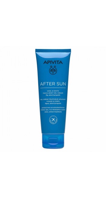 Apivita After Sun Δροσιστική Κρέμα Gel Για Πρόσωπο - Σώμα Με Σύκο, Αλόη και Πρόπολη, 100ml 