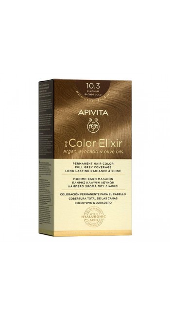 Apivita My Color Elixir Νο 10.3 Βαφή Μαλλιών Κατάξανθο Χρυσό με Έλαια Άργκαν, Αβοκάντο & Ελιάς, 1τεμ