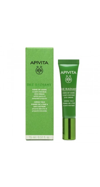 Apivita Bee Radiant Eye Cream with Peony, Κρέμα Ματιών για Σημάδια Γήρανσης - Ξεκούραστη Όψη 15ml 