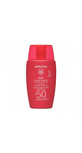 Apivita Bee Sun Safe Dry Touch Invisible Face Fluid SPF50 Λεπτόρρευστη Αντηλιακή Κρέμα Προσώπου με Θαλάσσια Φύκη & Πρόπολη, 50ml