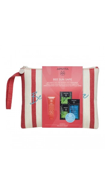 Apivita Bee Sun Safe Promo Pack με Anti Spot & Anti Age Defense Face Cream SPF50, 50ml & Δώρο Express Beauty Face Mask Aloe, 2x8ml & Express Beauty Hair Mask Hyaluronic Acid, 20ml & Νεσεσέρ, 1σετ