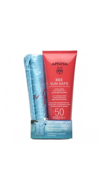 Apivita Bee Sun Safe Promo Pack με Hydra Fresh Face & Body Milk SPF50, 200ml & Δώρο Αδιάβροχο Τσαντάκι για Μαγιό, 1σετ