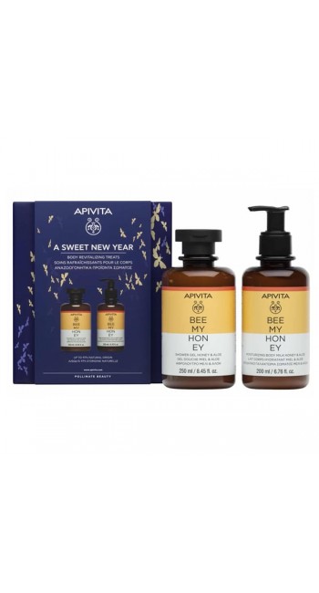 Apivita A Sweet New Year Bee My Honey Promo με Shower Gel Αφρόλουτρο Μέλι & Αλόη, 250ml & Moisturizing Body Milk Ενυδατικό Γαλάκτωμα Σώματος Μέλι & Αλόη, 200ml, 1σετ