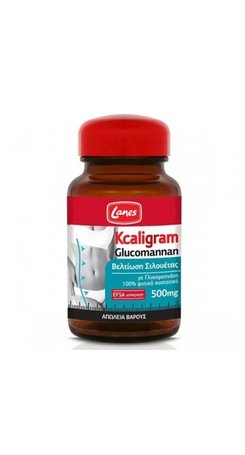 Lanes Kcaligram Glucomannan 500mg Συμπλήρωμα Διατροφής με Γλυκομαννάνη για την Βελτίωση Σιλουέτας, 60caps