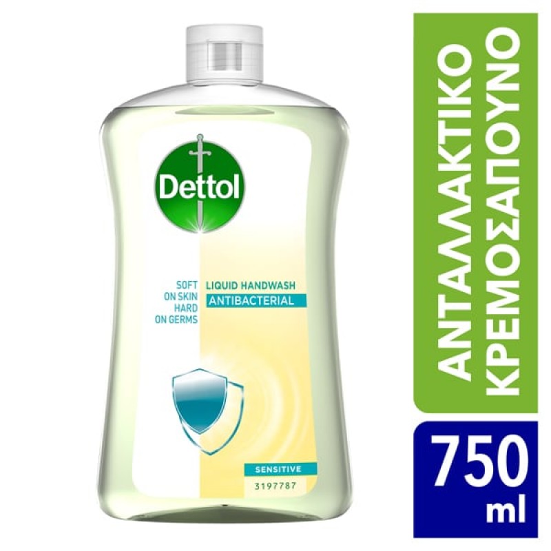 Dettol Ανταλλακτικό Υγρό Κρεμοσάπουνο για Ευαίσθητες Επιδερμίδες, 750ml