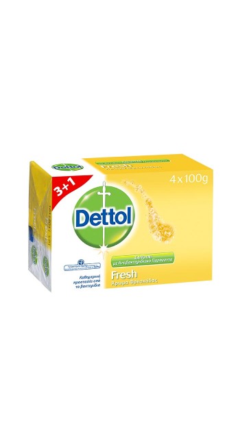 Dettol Fresh Αντιβακτηριδιακό Σαπούνι (3+1 Δώρο), 4x100gr