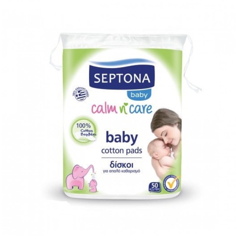 Septona Calm n' Care Βρεφικοί Δίσκοι για Απαλό Καθαρισμό, 50τμχ